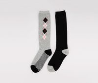 Kids Girls 2pck Socks  Grey/Black - thumbnail