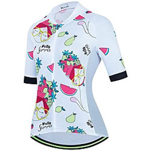 21Grams Women's Short Sleeve Cycling Jersey Summer Spandex White Watermelon Fruit Bike Top Mountain Bike MTB Road Bike Cycling Quick Dry Moisture Wicking Sports Clothing Apparel / Stretchy miniinthebox