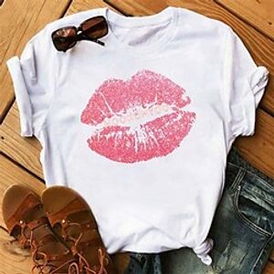 Women's Plus Size Curve Tops T shirt Tee Striped Cat Print Short Sleeve Crewneck Streetwear Daily Going out Polyester Spring Summer White Black Lightinthebox