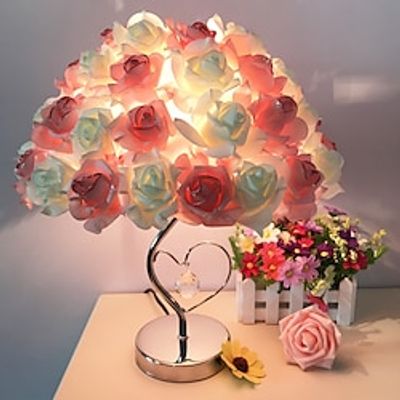 Rose atmosphere lamp creative simple European feather table lamp bedroom wedding room warm LED birthday gift table lamp Lightinthebox