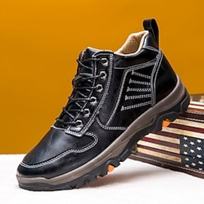 Men's Sneakers Hiking Sporty Casual Athletic Daily PU Waterproof Lace-up Black Coffee Summer Spring Lightinthebox