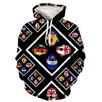Men's Pullover Hoodie Sweatshirt Graphic Graffiti Front Pocket Print Casual Daily Weekend 3D Print Casual Retro Hoodies Sweatshirts  Black miniinthebox - thumbnail