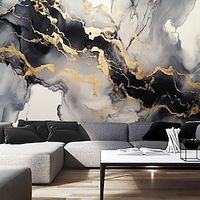 Abstract Marble Wallpaper Mural Black Glod Marble Wall Covering Sticker Peel and Stick Removable PVCVinyl Material Self AdhesiveAdhesive Required Wall Decor for Living Room Kitchen Bathroom Lightinthebox - thumbnail