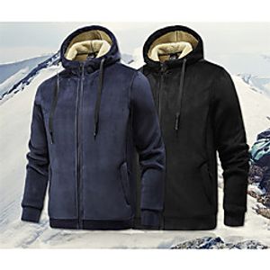 Men's Hoodie Jacket Zip Up Hoodie Sweatshirt Solid Color Zipper Hooded Daily Casual Hoodies Sweatshirts  Long Sleeve Loose Black Dark Gray miniinthebox