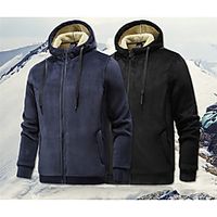 Men's Hoodie Jacket Zip Up Hoodie Sweatshirt Solid Color Zipper Hooded Daily Casual Hoodies Sweatshirts  Long Sleeve Loose Black Dark Gray miniinthebox - thumbnail