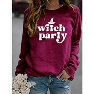 Women's Sweatshirt Graphic Slogan Letter Print Sports  Outdoor Casual Daily Hot Stamping Basic Halloween Hoodies Sweatshirts  Wine Red Yellow Gray / Going out miniinthebox