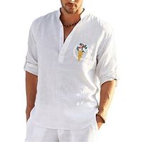 Men's Shirt Hot Stamping Floral Graphic Collar Street Casual Button-Down Print Long Sleeve Tops Casual Fashion Designer Big and Tall White Black Gray Lightinthebox - thumbnail