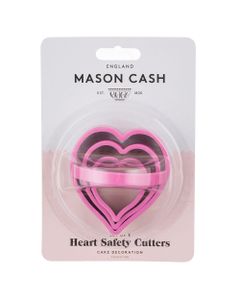 Mason Cash Safety Heart Cookie Cutters Set of 3 Pink