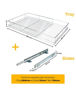 Tansel Pull Out Pantry Stainless Steel Wire Pull Out Drawers L 696 x H 100 x W 485 mm