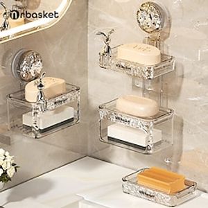 Glacier Pattern Suction Cup Soap Dish Wall-Mounted No-Drill High-End Household Bathroom Wall Drainage Shelf Double-Layer Soap Box Lightinthebox