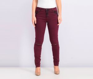 Womens Five Pocket Plain Jeans  Burgundy