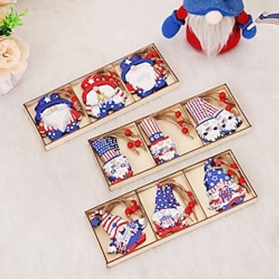 Independence Day National Day Three Palace Lattice Wooden Pendant Forest People No Face Doll Hanging Decoration. miniinthebox