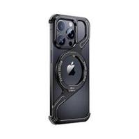 FORCE MZ Z Shape Metal Bezel Drop Protection Case For iPhone 15 Pro Max, 360 Rotatable Stand, Mag Safe Compatible, Black MXIP15PMSRZ