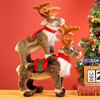 Simulated Reindeer Plush Toys Elk Deer Puppets Figurines Standing Postures Christmas Decorations Children's Boyfriends Lightinthebox - thumbnail