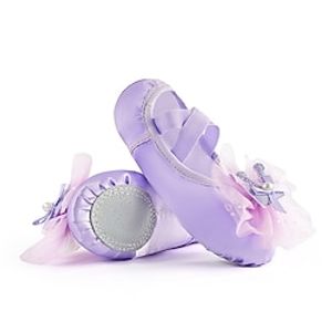 Women's Ballet Shoes Practice Trainning Dance Shoes Performance Training Contemporary Flat Bowknot Pearl Lace Flat Heel Round Toe Elastic Band Teenager Adults' Pink Purple Lightinthebox