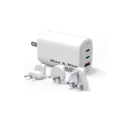 Max and Max Smart Premium 3 Port 65 Watt Wall Charger-