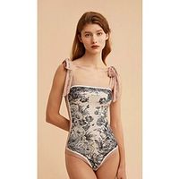 Swimwear Swimsuit One-Piece 1950s Renaissance Women's Floral Audrey Hepburn Polyester Pink Blue Leotard / Onesie miniinthebox - thumbnail