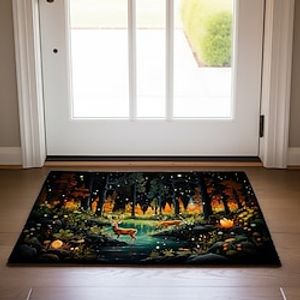 Reindeer Forest Doormat Non-Slip Oil Proof Rug Indoor Outdoor Mat Bedroom Decor Bathroom Mat Entrance Rug Door Mat Lightinthebox