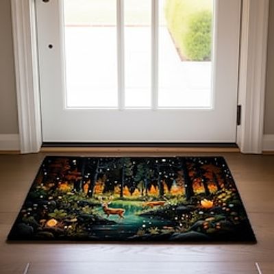 Reindeer Forest Doormat Non-Slip Oil Proof Rug Indoor Outdoor Mat Bedroom Decor Bathroom Mat Entrance Rug Door Mat Lightinthebox