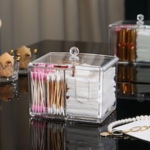 Qtip Cotton Pad Holder Dispenser Cotton Ball And Swab Storage With Lid, Clear Acrylic Organizer For Bathroom And Cosmetic Storage Lightinthebox