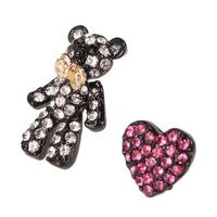 Rhinestone Bear Heart Cute Earrings