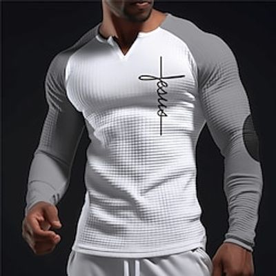 Graphic Color Block Faith Daily Classic Casual Men's 3D Print T shirt Tee Waffle Shirt Raglan T Shirt Sports Outdoor Holiday Going out T shirt Black White Dark Blue Long Sleeve V Neck Shirt Spring miniinthebox Graphic Color Block Faith Daily Classic Casual Men's 3D Print T shirt Tee Waffle Shirt Raglan T Shirt Sports Outdoor Holiday Going out T shirt Black White Dark Blue Long Sleeve V Neck Shirt Spring miniinthebox