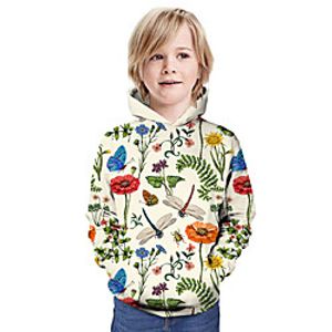 Kids Boys' Hoodie  Sweatshirt Long Sleeve 3D Print Floral Animal Print Beige Children Tops Summer Active Daily Wear Regular Fit 3-13 Years miniinthebox