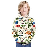 Kids Boys' Hoodie  Sweatshirt Long Sleeve 3D Print Floral Animal Print Beige Children Tops Summer Active Daily Wear Regular Fit 3-13 Years miniinthebox - thumbnail