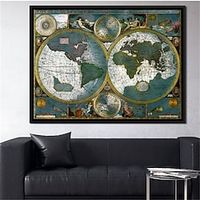 Maps Wall Art Canvas Ancient Historical Map of the World Prints and Posters Maps Pictures Decorative Fabric Painting For Living Room Pictures No Frame miniinthebox - thumbnail
