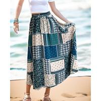 Women's Swing Bohemia Midi Skirts Chiffon Print Graphic Color Block Holiday Casual Daily Spring Summer Chiffon Bohemia Summer Violet Blue Brown Lightinthebox