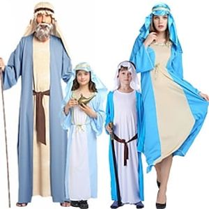 Cleopatra Pharaoh Couples' Costumes All Movie Cosplay Cosplay Halloween Blue Dress Headpiece Headwear Halloween Carnival Masquerade Polyester  Waist Belt Lightinthebox