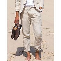 Men's Linen Pants Trousers Summer Pants Beach Pants Front Pocket Straight Leg Plain Comfort Breathable Business Daily Fashion Streetwear Khaki Lightinthebox