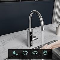 Tankless Heating Faucet, Stainless Steel Hot Water Heater Faucet, Instant Electric Fast Heating Tap with LED Digital Display for Kitchen Bathroom Farmhouse Camper miniinthebox - thumbnail