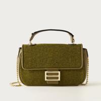 Sasha Textured Crossbody Bag with Chain Strap and Button Closure