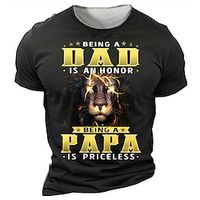 Being a Dad Is an Honor Lion Daily Designer Retro Vintage Men's 3D Print T shirt Tee Sports Outdoor Holiday Going out T shirt Black Dark Green Army Green Short Sleeve Crew Neck Shirt Summer Clothing Lightinthebox