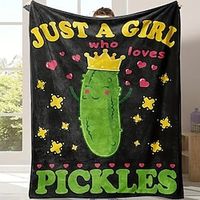 1pc Cozy Pickles Flannel Blanket - Soft Throw for Couch, Bed, Sofa, Camping, Traveling - Perfect Holiday Gift for All Seasons Lightinthebox - thumbnail