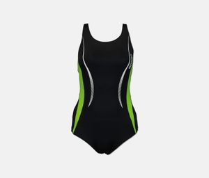 Womens Reindel One Piece Swimsuit  Black/Leaf/White