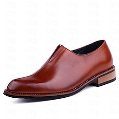 Men's Loafers  Slip-Ons Retro Dress Shoes Business British Wedding Office  Career PU Slip Resistant Loafer Black Wine Brown Spring Fall Lightinthebox