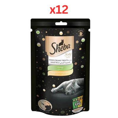 Sheba Melty Chicken Mixed Creamy Cat Treats 4X12G (Pack of 12)