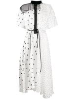 Sacai polka dot patchwork shirt dress - White