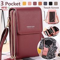 Women RFID Double-layer Waterproof Transparent Touch Screen Phone Wallet Travel Casual Leather Small Shoulder Bag Crossbody Purses Clutch Bag Handbags miniinthebox - thumbnail