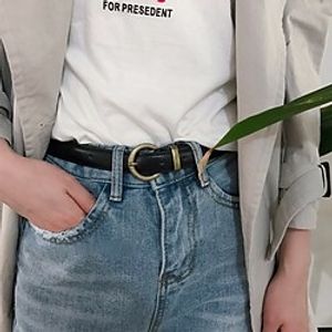 Women's Unisex PU Buckle Belt PU Leather Prong Buckle Plain Casual Classic Party Daily White Black Red Brown Lightinthebox