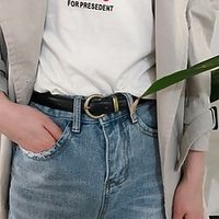 Women's Unisex PU Buckle Belt PU Leather Prong Buckle Plain Casual Classic Party Daily White Black Red Brown Lightinthebox - thumbnail