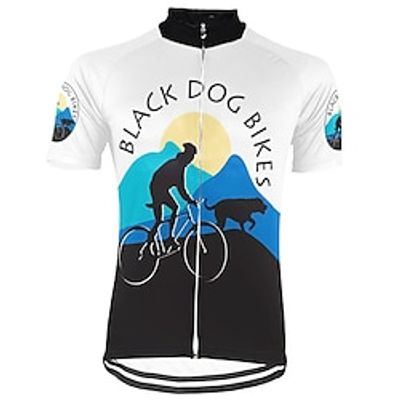 21Grams Men's Short Sleeve Cycling Jersey Blue Dog Bike Top Mountain Bike MTB Road Bike Cycling Spandex Polyester Breathable Quick Dry Moisture Wicking Sports Clothing Apparel  Athleisure Lightinthebox
