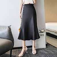 Women's Office  Career Date Elegant Streetwear Capris Skirts Solid Colored Blue Green Black Lightinthebox - thumbnail