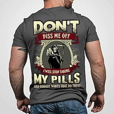 Men's Unisex T shirt Tee Skull Letter Graphic Prints Crew Neck Black Gray Army Green Khaki Navy Blue Short Sleeve Outdoor Street Print Tops Sports Designer Casual Big and Tall  Summer Lightinthebox