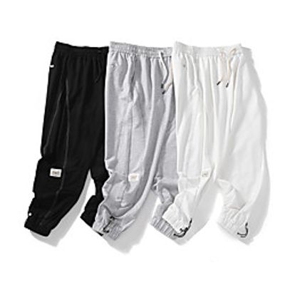 Men's Track Pants Athletic Bottoms Drawstring Elastane Summer Fitness Gym Workout Jogging Moisture Wicking Breathable Normal Sport White Black Grey  Micro-elastic  Full Length Lightinthebox