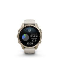 Garmin Fenix 8 Smartwatch 43 mm AMOLED sapphire soft gold with fog gray/dark sandstone silicone band (0100290311)