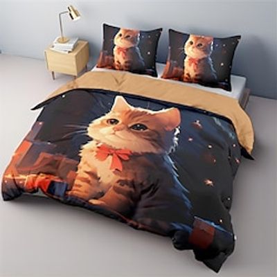Christmas Party Animal Pattern Duvet Cover Set Bedding Set, 3 Pieces Comforter Cover Soft Microfiber Festival Bedding Gifts Christmas Decoration For Home Lightinthebox