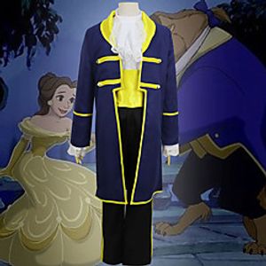 Prince Aristocrat Outlander Outfits Vintage Inspired Medieval Outfits Masquerade Men's Costume Ink Blue Vintage Cosplay Party Halloween Long Sleeve / Coat / Shirt / Top / Collar / Sash / Ribbon miniinthebox